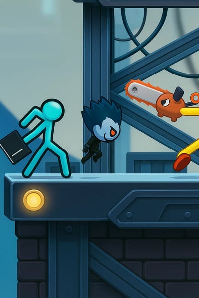 A stickman flash screenshot of a character with a knife.